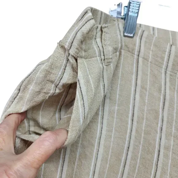 J Jill Capri Pants Womens 2X Beige Tan Striped Linen Blend Pull On Cropped Coast - Picture 5 of 11